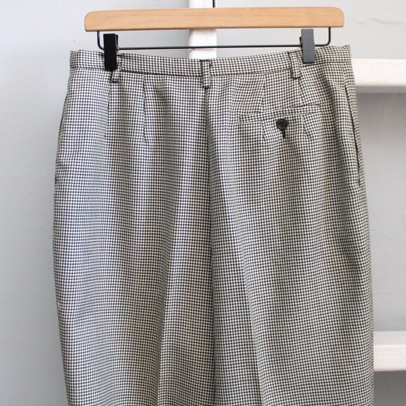 Pursuits ltd. Black & White Houndstooth High-Waisted Wool Trouser Pants Size 12 - Picture 4 of 6